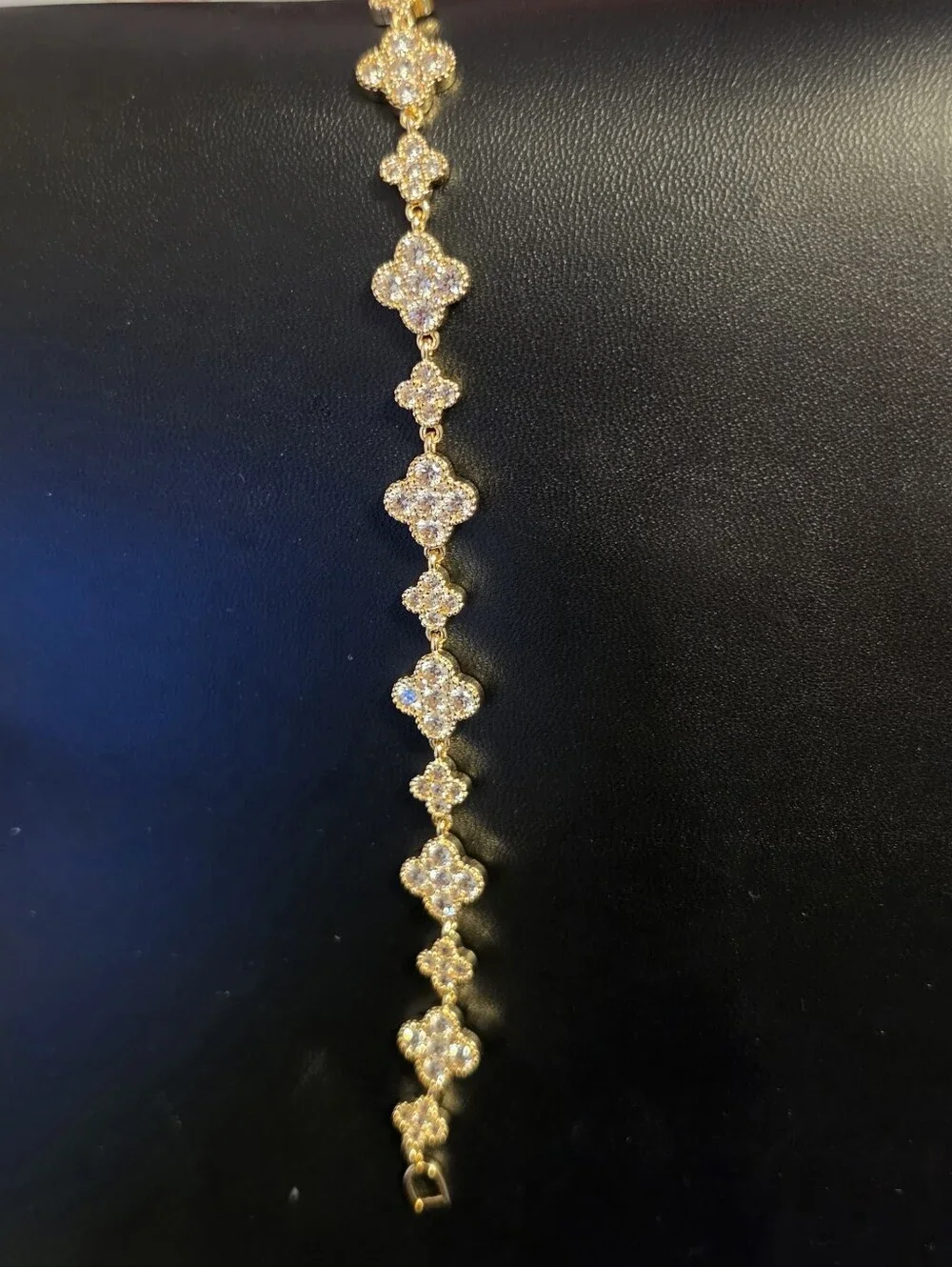 14k Gold Over Sterling Clover Crystal Bracelet - Women's Jewelry